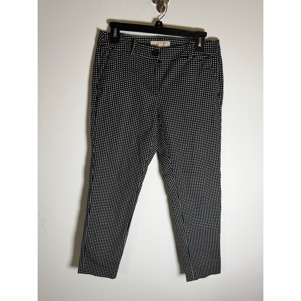 Michael Kors Womens 6P Black White Gingham Ankle Pants Stretch Slim Tapered